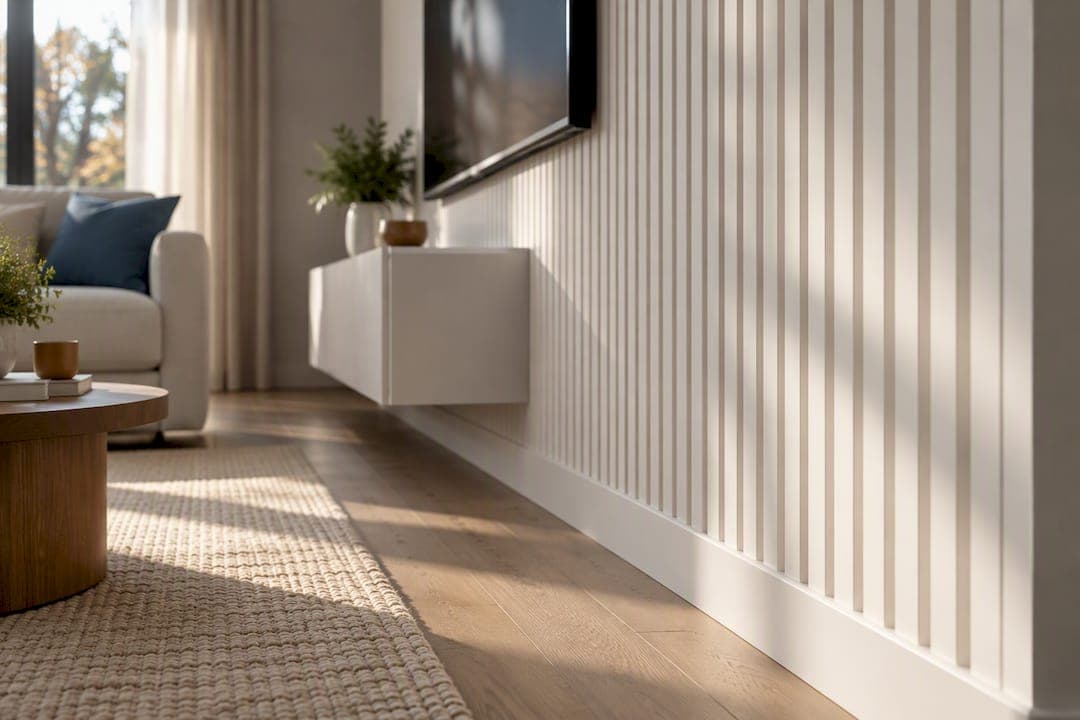 Homeowners: Build a Luxury White Slat Wall With Precut Panels